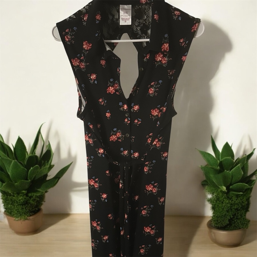 Floral Black Sleeveless Dress
